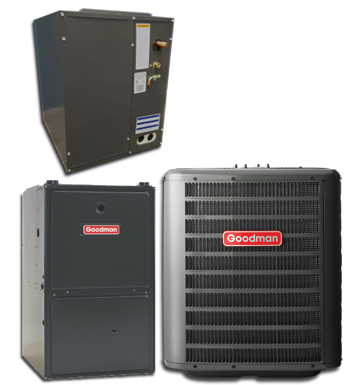 2 Ton Goodman 15.2 SEER2 80% AFUE 60K BTU Single Stage Gas Split GLXS4BA2410, GR9S800603B, Cased Coil