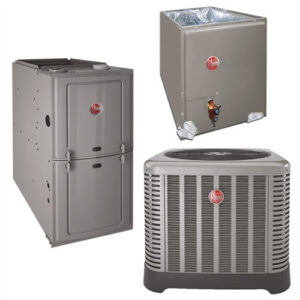 1.5 Ton Rheem 14.8 SEER2 50K BTU System RA14AY18AJ1NA, R801T0503A14UHSNAS, RCFY2414STAAMC